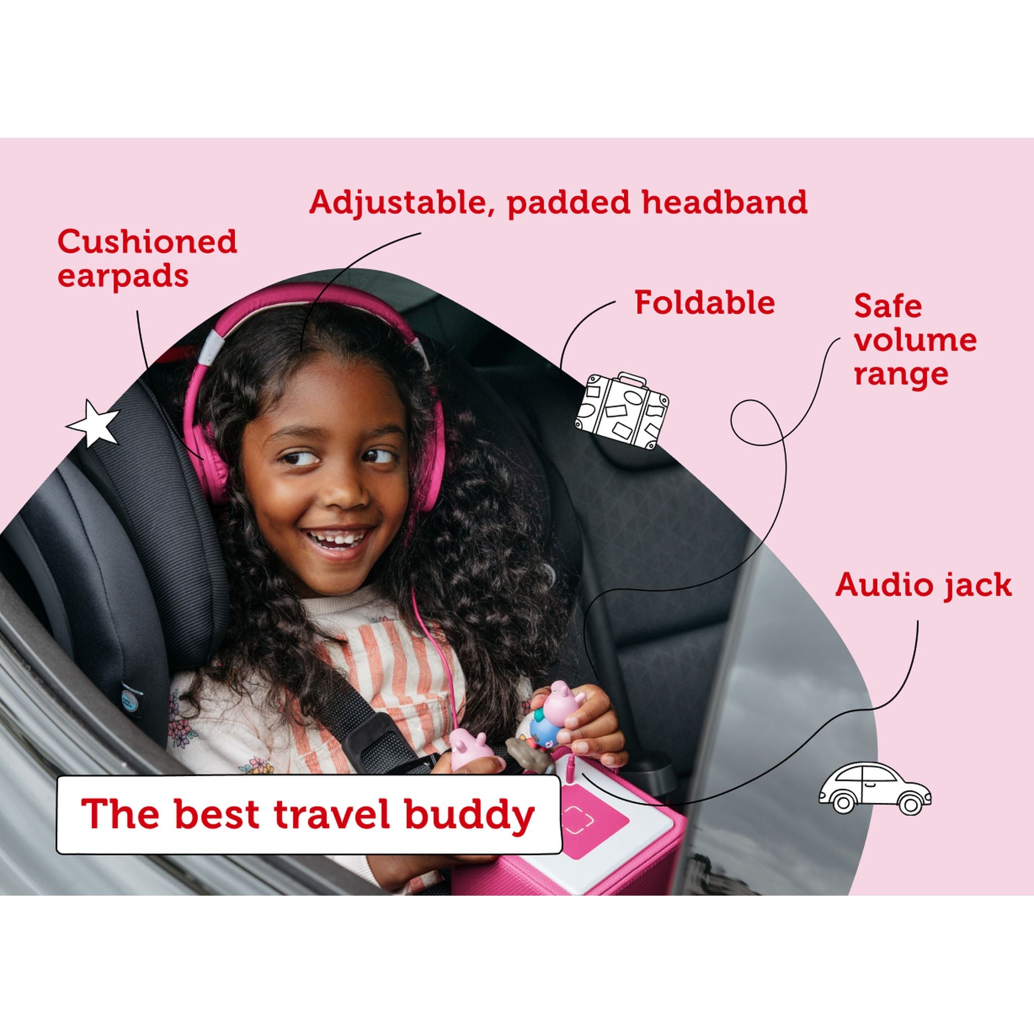 Tonies Foldable Headphones - Pink