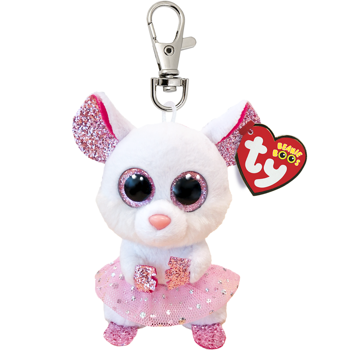 Ty Beanie Boo Clip - Nina White Ballerina Mouse - Toyworld Australia