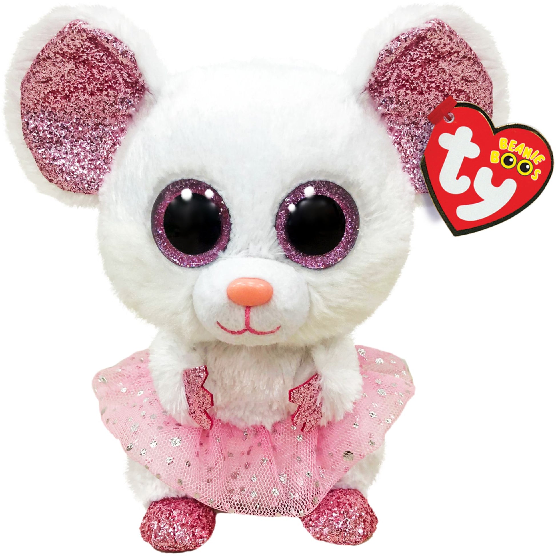 Ty Beanie Boos Regular - Nina White Ballerina Mouse - Toyworld Australia