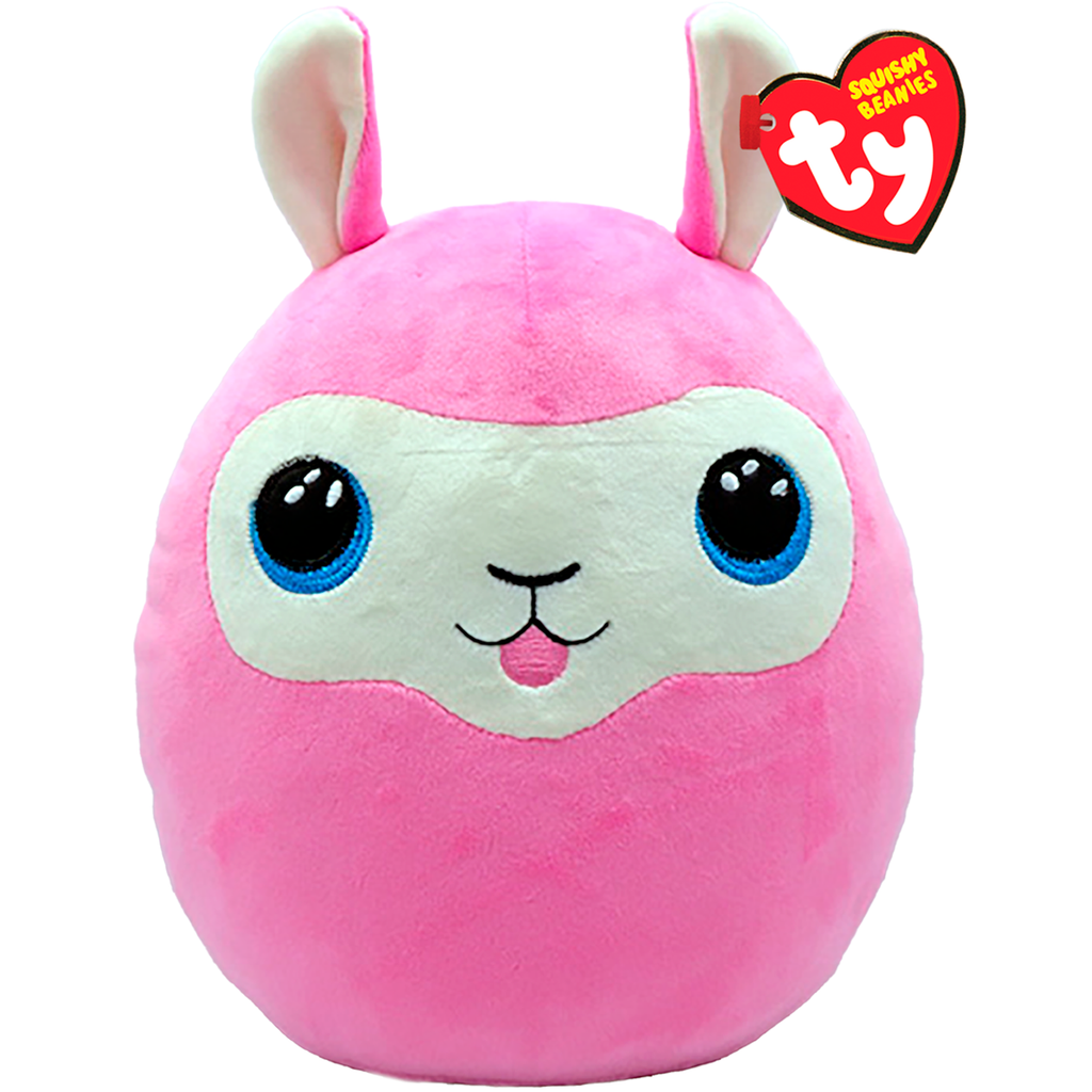 TY SQUISHY BEANIES 25CM - LANA PINK LLAMA WITH HORN