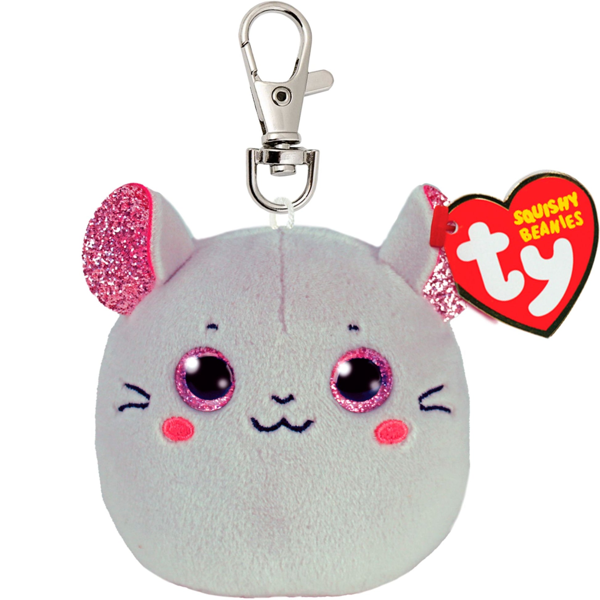 Ty Squishy Beanies Clip - Catnip Grey Mouse - Toyworld Australia