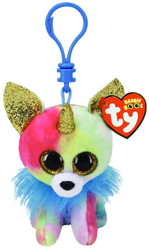 TY BEANIE BOOS CLIP - YIPS THE MULTICOLOURED CHIHUAUA WITH HORN