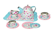 Tin Tea Set 15 Piece Flowers