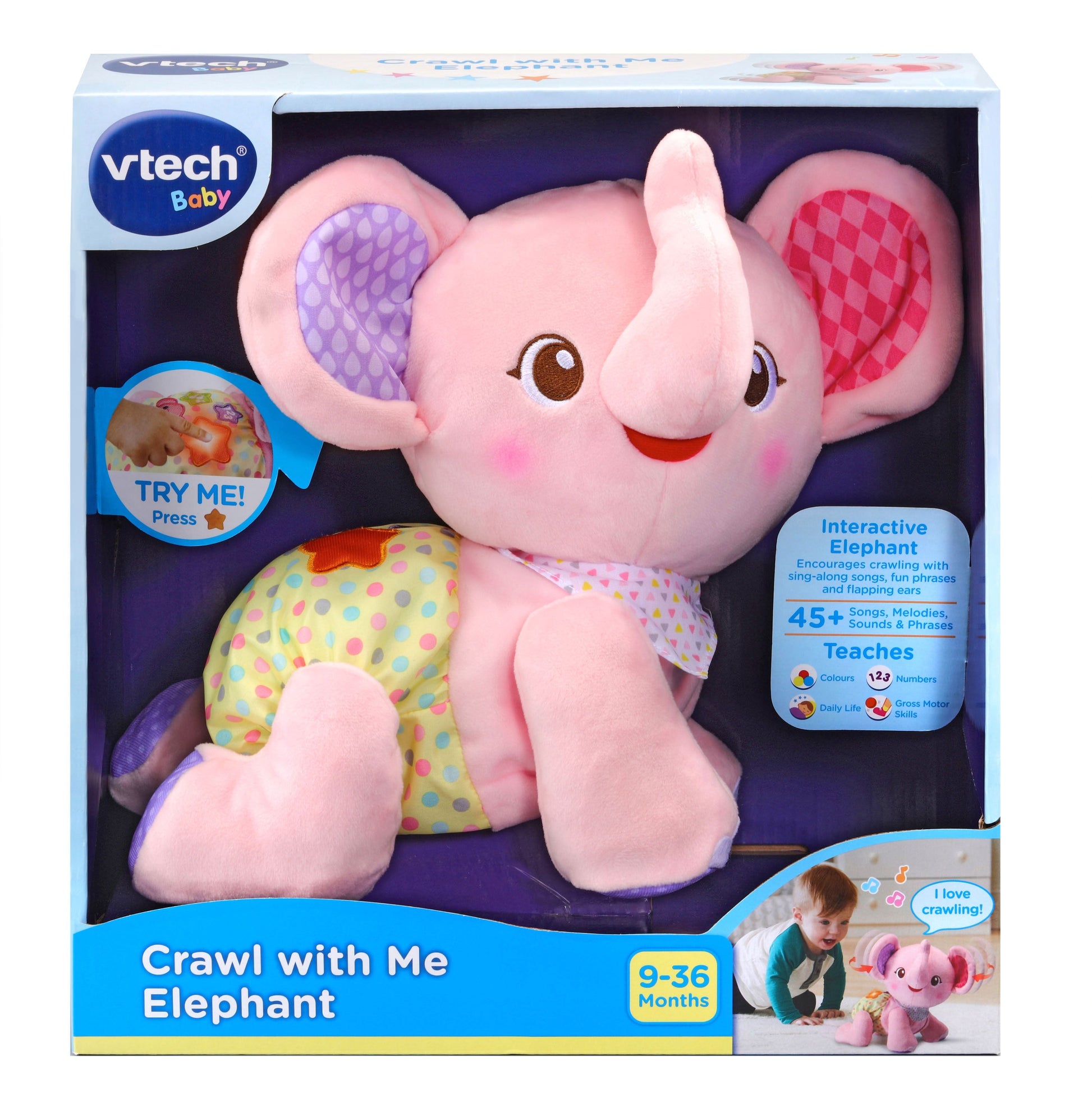 VTech Baby Crawl With Me Elephant Pink - Toyworld Australia