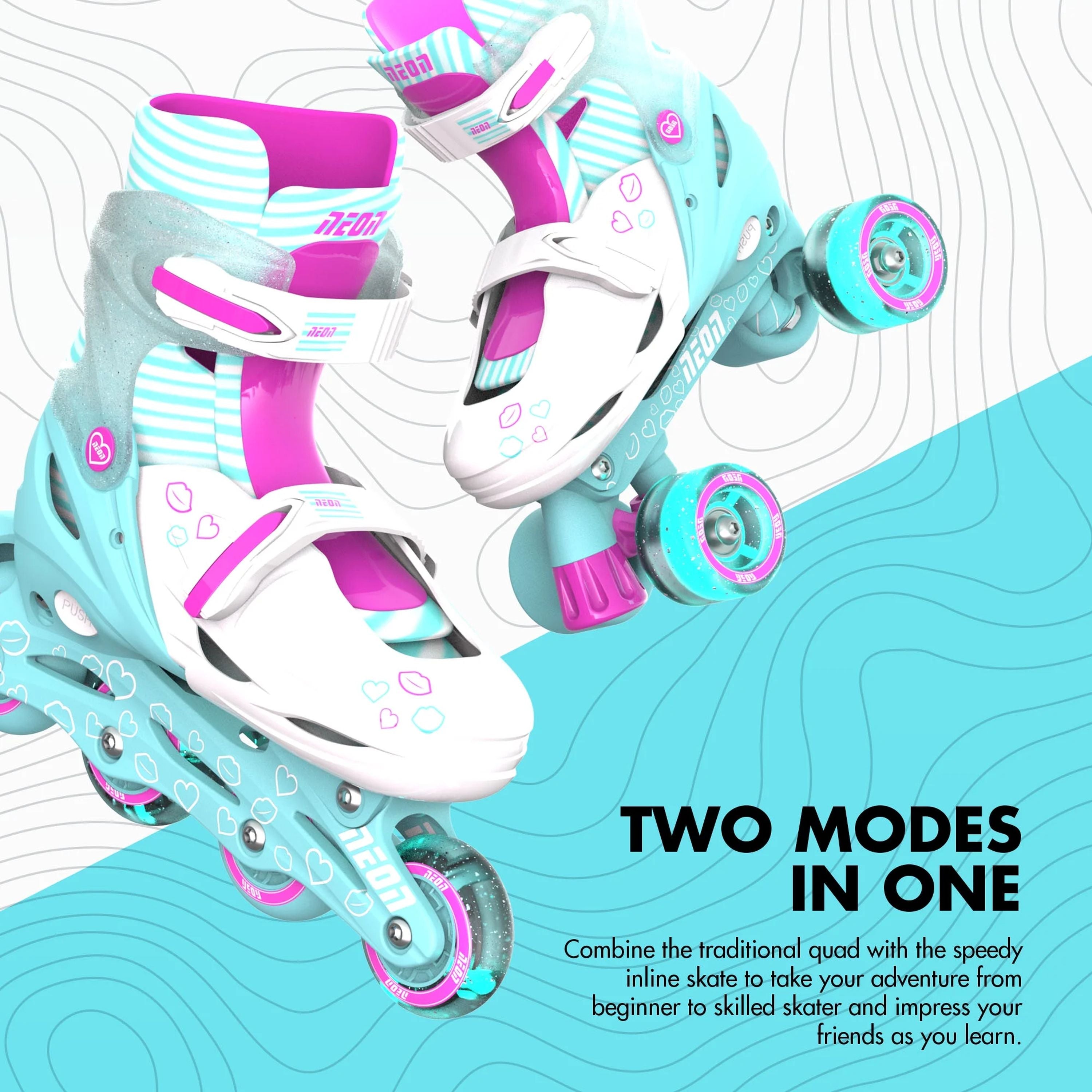 Yvolution Neon 2In1 Combo Skates Black Green Size 12-2