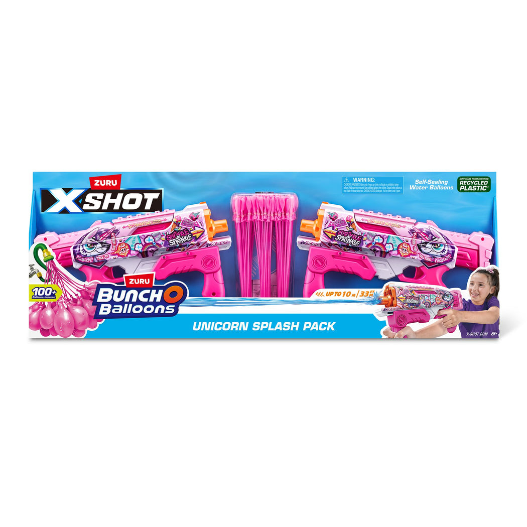ZURU X-Shot Water & Bunch O Balloons Unicorn Hyperload Fast Fill 2 Splash Pack - 1