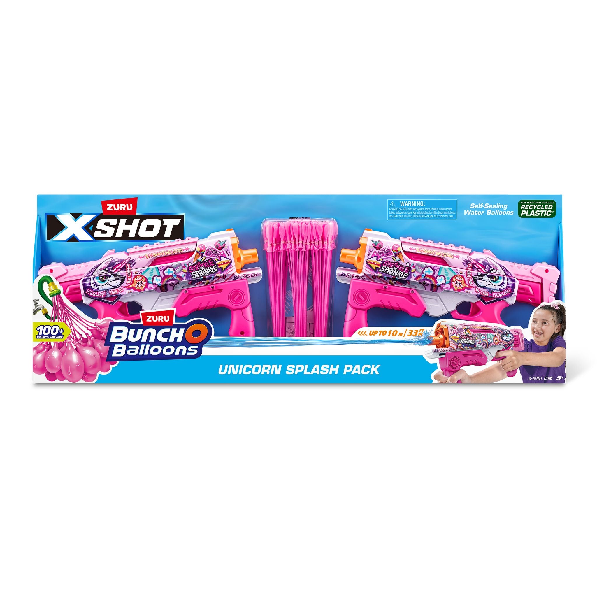 ZURU X-Shot Water & Bunch O Balloons Unicorn Hyperload Fast Fill 2 Splash Pack