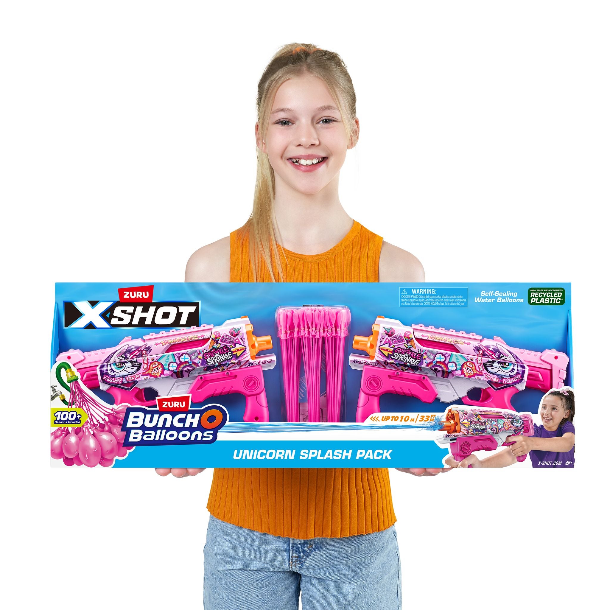 ZURU XSHOT Water & Bunch O Balloons Unicorn Hyperload Fast Fill 2 Splash Pack