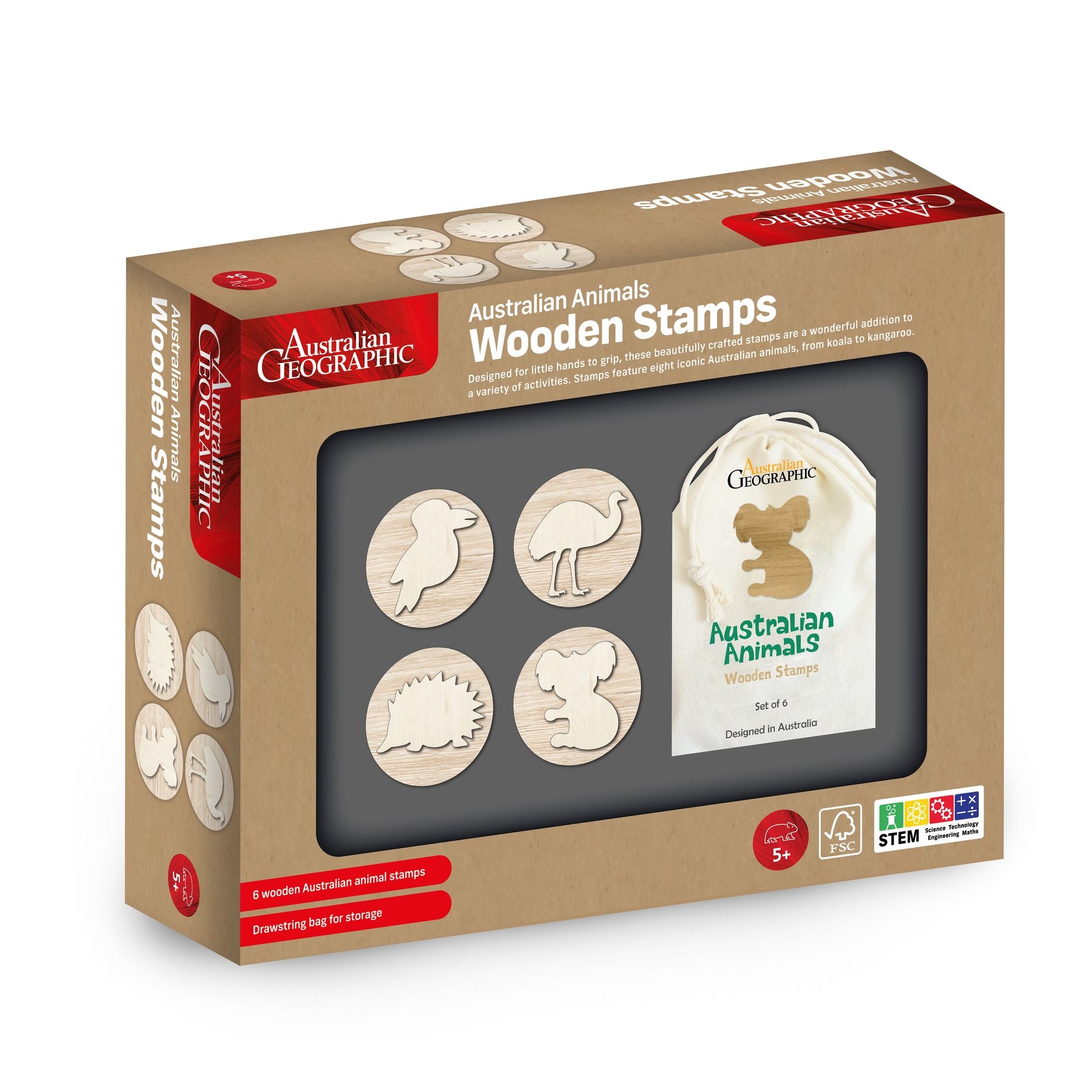 Australian Geographic Australian Animals Wooden Stamps