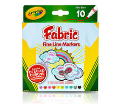 CRAYOLA FINE LINE FABRIC MARKERS 10 PACK