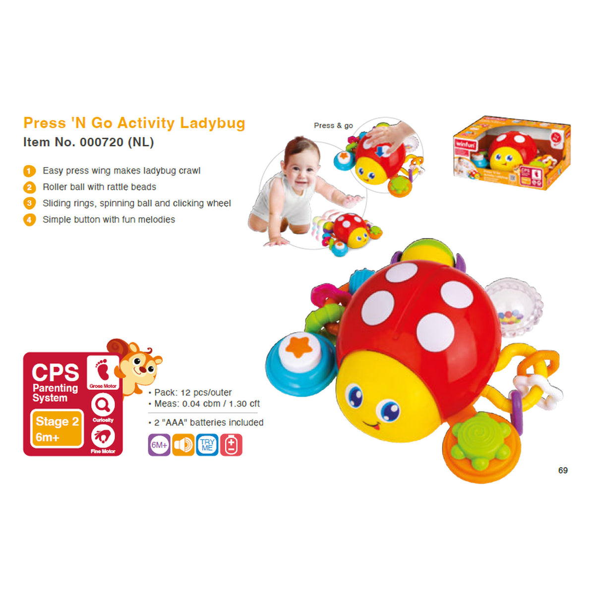 Winfun Press & Go Activity Toy - Ladybug