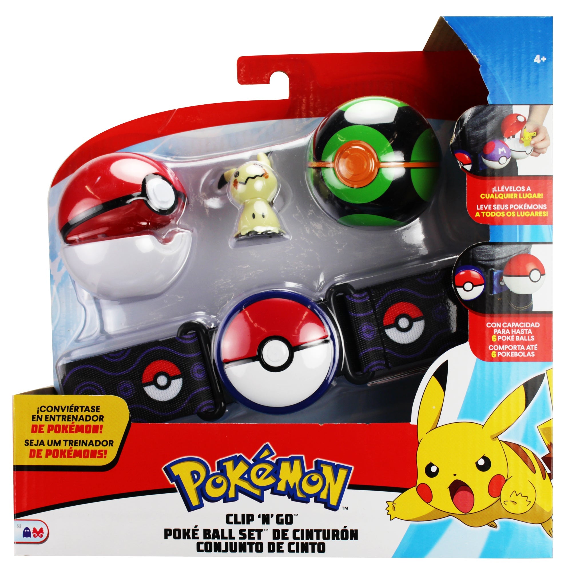 Pokemon Clip N Go Poke Ball Belt Set - Dusk Ball & Poke Ball With Mimikyu - Toyworld Australia