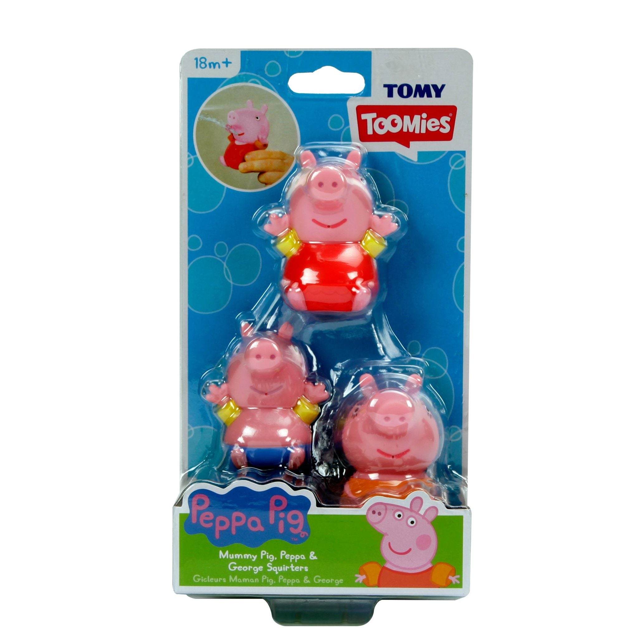 TOMY Toomies Peppa Pig Squirters 3 Pack - Mommy Pig, Peppa And George