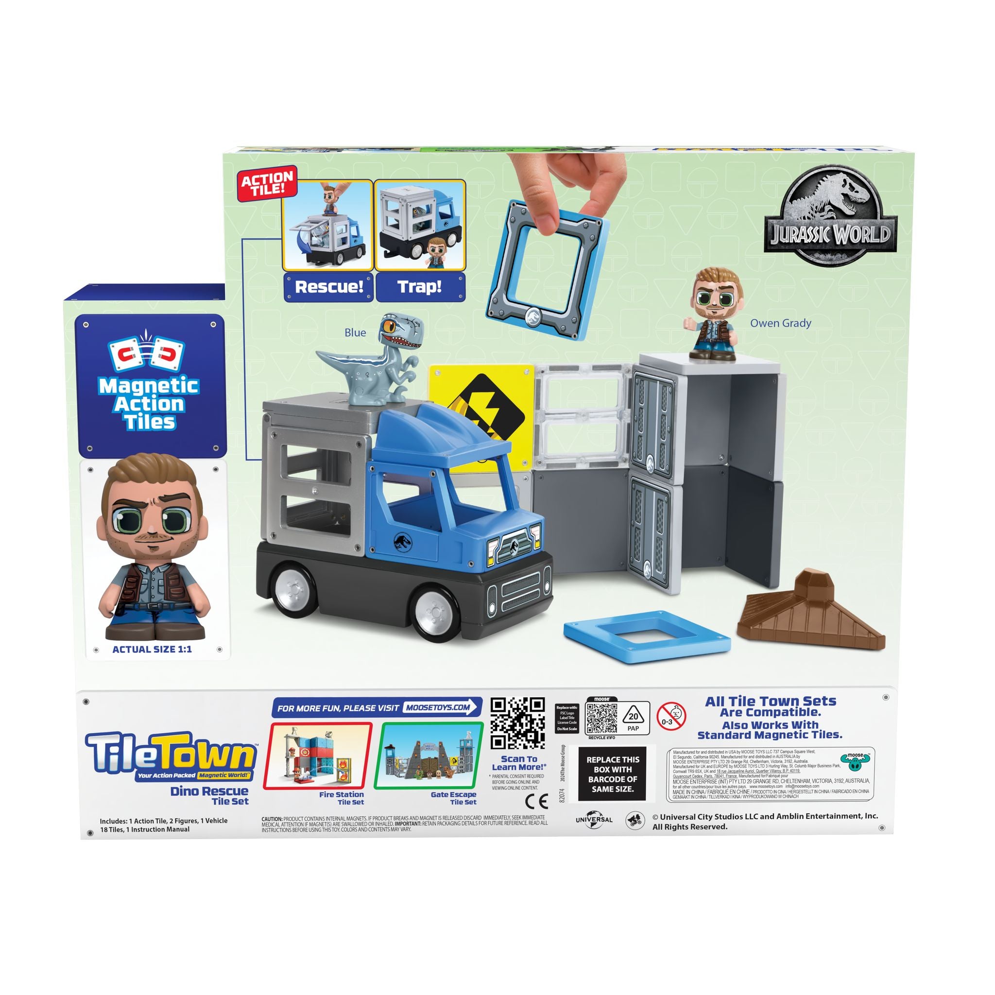 Tile Town Jurassic World Dino Rescue 22 Piece Tile Set