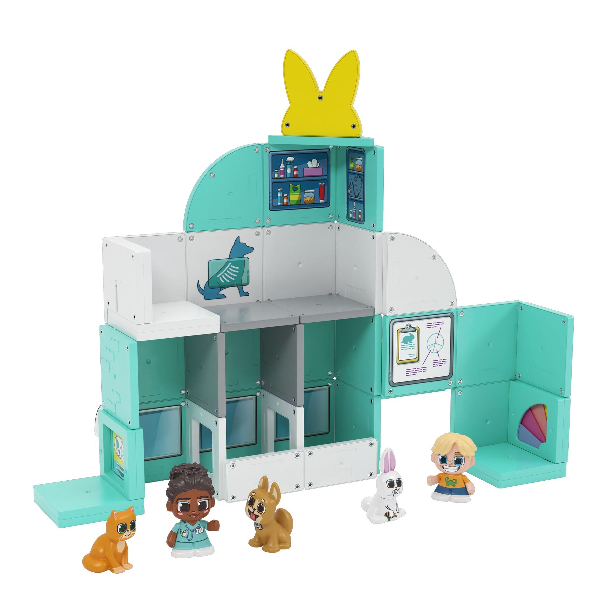 Tile Town Pet Rescue Clinic and Rescue 44 Piece Tile Set - Toyworld Australia
