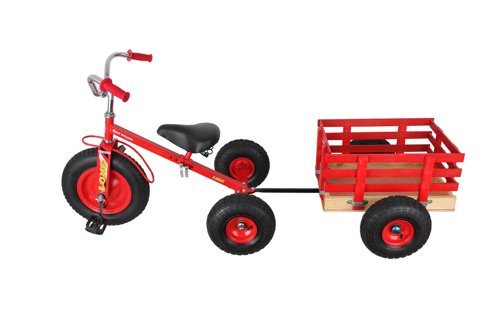 PLAYWORLD TRIKE WITH WOODEN TRAILER RED