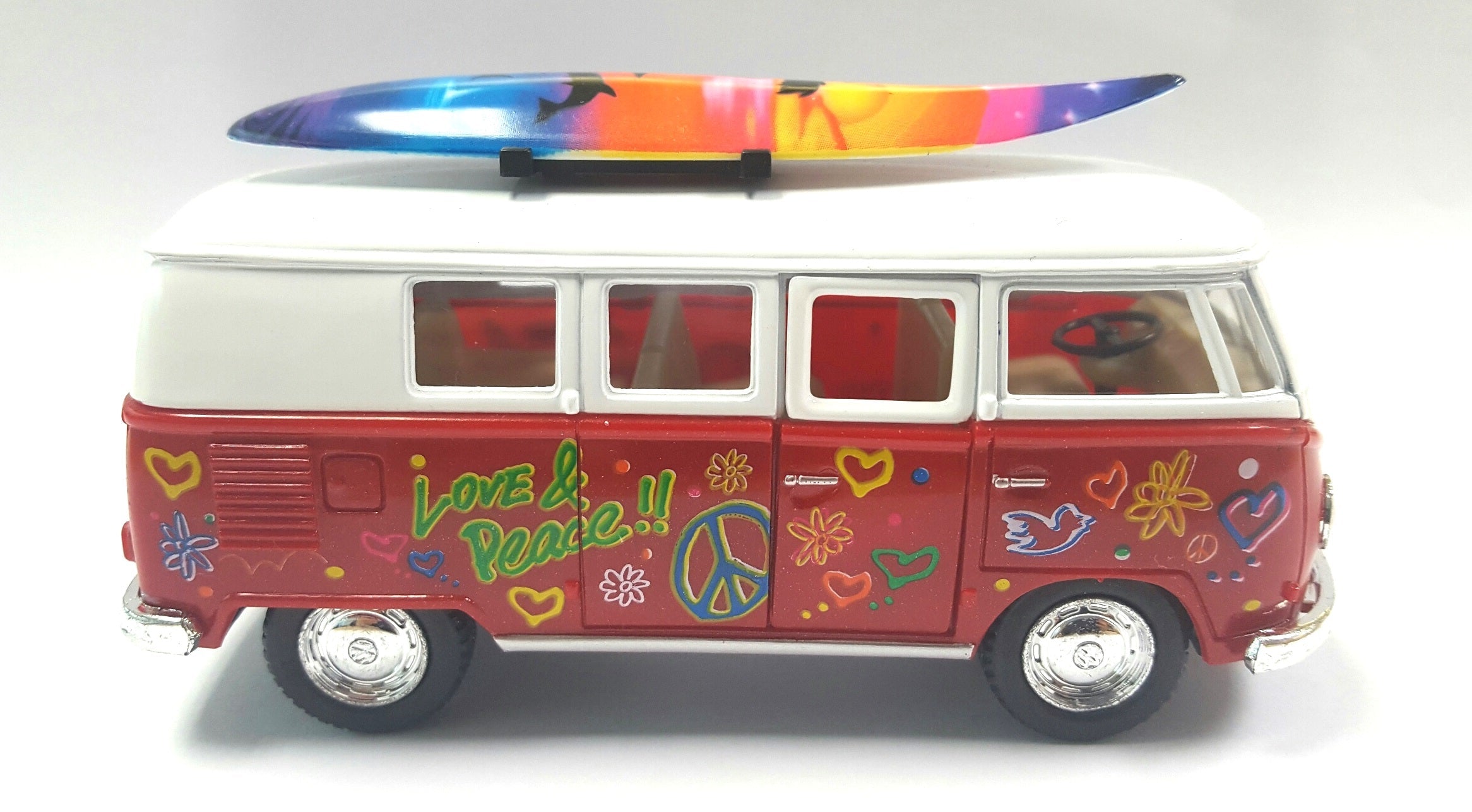 KINSMART 1:32 Die Cast VW Surfer Combivan With Surfboard Assorted Styles