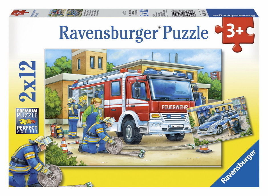 RAVENSBURGER POLICE AND FIREFIGHTERS PUZZLE 2X12 PIECE