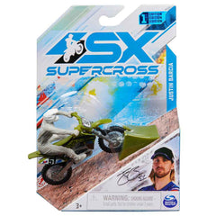 SX SUPERCROSS 1:24 DIE CAST MOTORCYCLE - JUSTIN BARCIA (GREY SUIT)