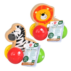 PLAYGO TOYS ENT. LTD.  ROLL AND CHIME ANIMAL - BEECH WOOD
