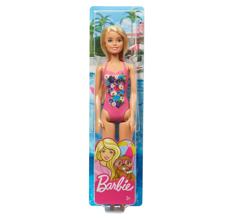 BARBIE BEACH DOLL FLORAL PINK SWIMSUIT