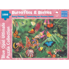 BLUE OPAL BUTTERFLIES AND BEETLES 1000 PIECE PUZZLE