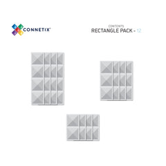 CONNETIX MAGNETIC TILES 12 PIECE CLEAR RECTANGLE PACK