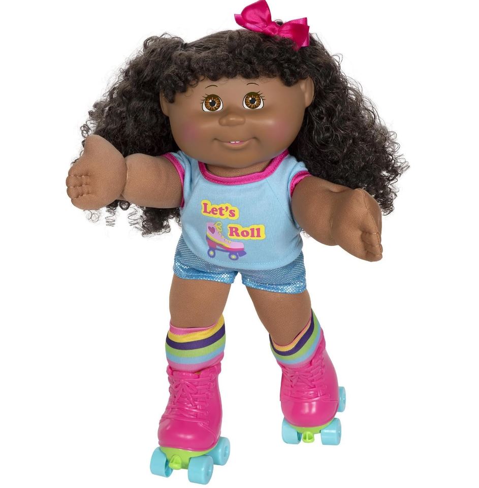 CABBAGE PATCH KIDS BLACK CURLY HAIR ROLLER SKATE