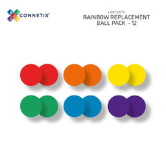 CONNETIX MAGNETIC TILES 12 PIECE RAINBOW REPLACEMENT BALL PACK