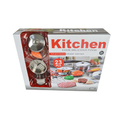KITCHEN STAINLESS STEEL COOKING SET 23 PIECES
