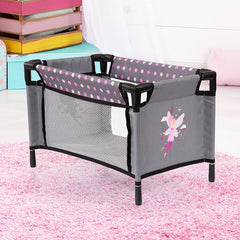 BAYER DOLL TRAVEL BED GREY AND PINK WITH FAIRY