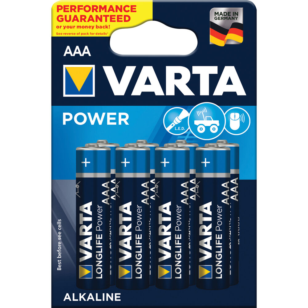 VARTA POWER ALKALINE AAA BATTERY 8 PACK