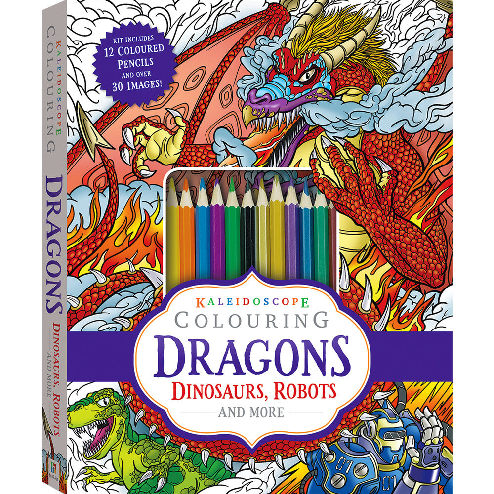KALEIDOSCOPE COLOURING KIT - DRAGONS, DINOS, ROBOTS AND MORE